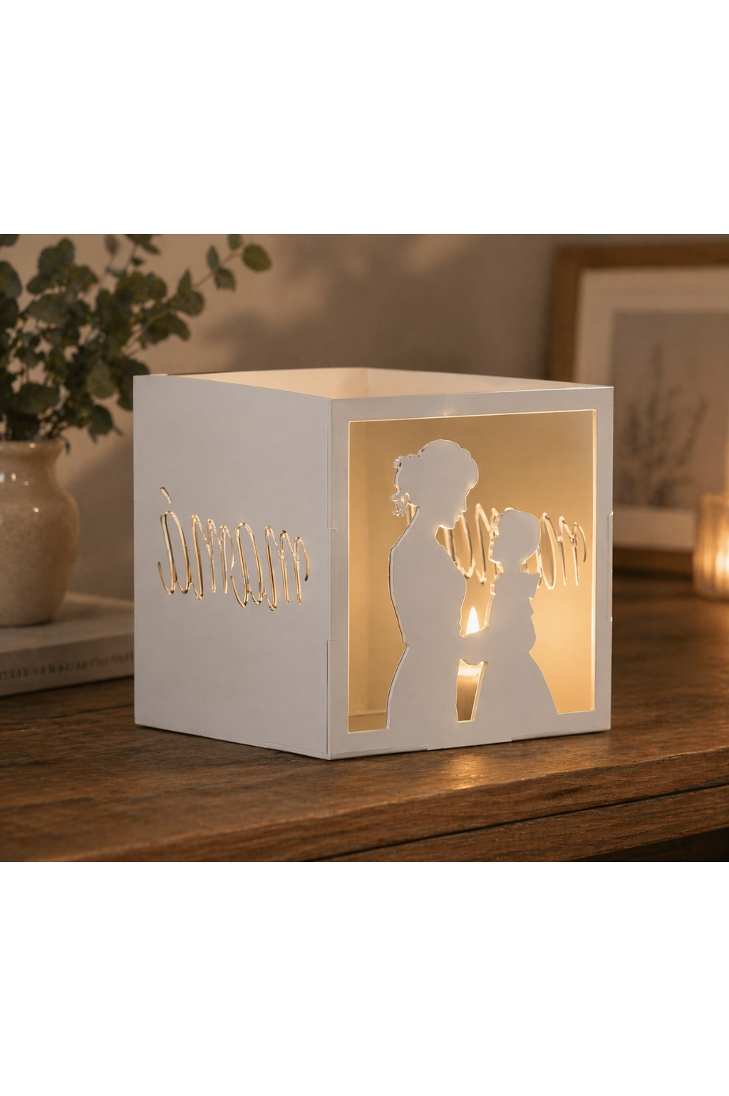 Caja luminosa personalizada - Silueta y Frase